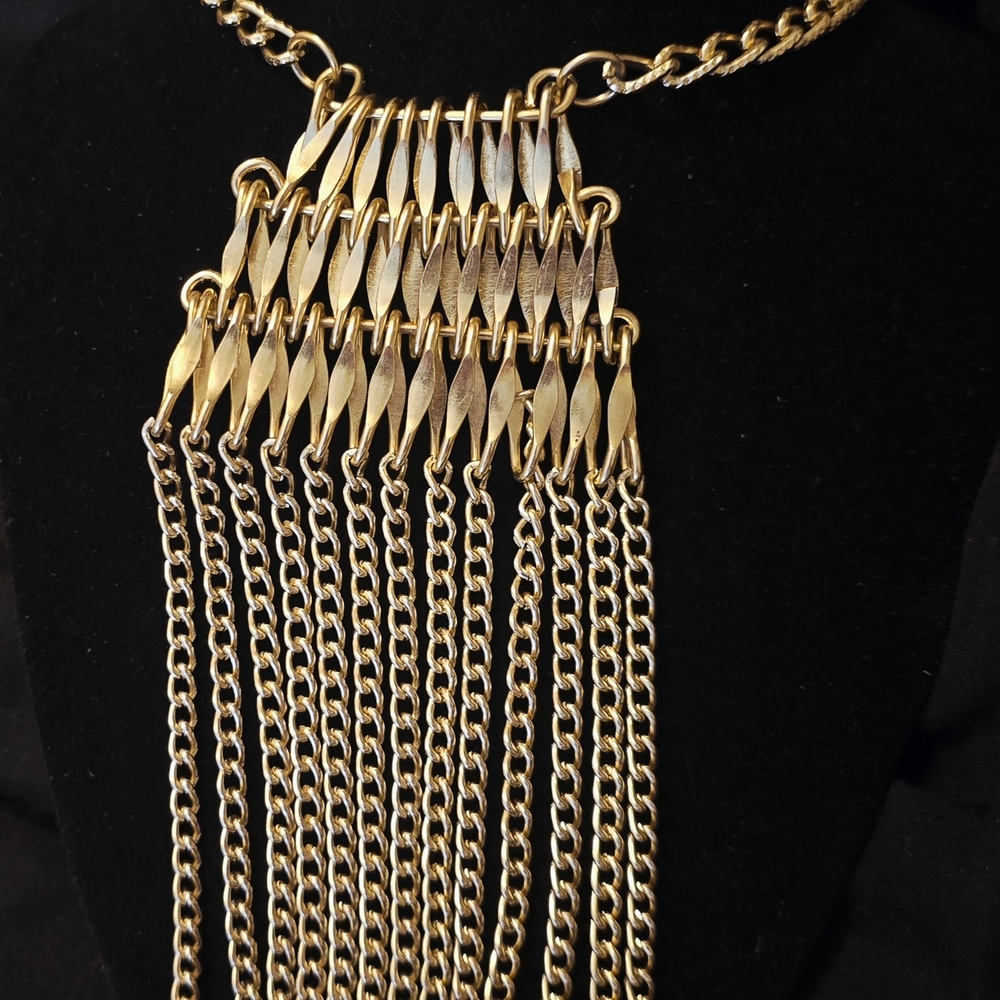 Elegant Gold Chain Fringe Necklace